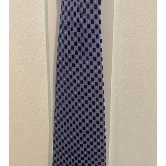 Murano 100% Silk Tie Blue Check Made In USA READ - Picture 7 of 12